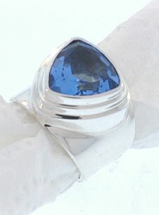 SARDA BLUE QUARTZ STERLING SILVER TRILLION RING