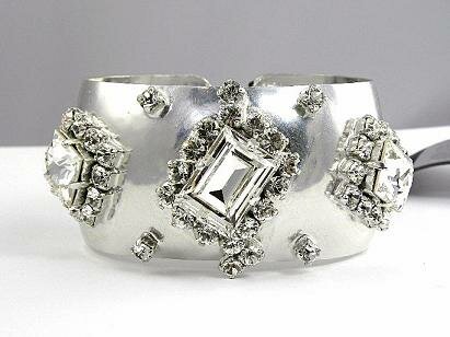 BOLD SILVER & CRYSTAL CUFF BY RODRIGO OTAZU