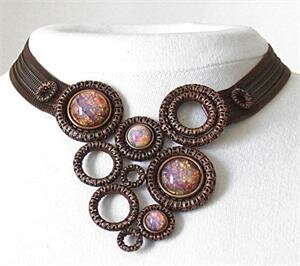 SARAH CAVENDER CURVED NECK BAND WITH FILIGREE RINGS and STONE ACCENTS
