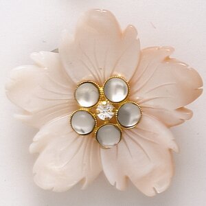 Detra Kay Pink Mother of Pearl Flower Brooch
