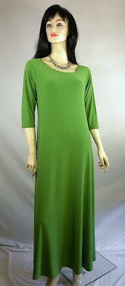 Essential Long Dress by Sympli with 3/4 Sleeves in Jungle