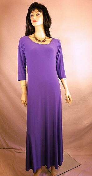 Essential Long Dress by Sympli with 3/4 Sleeves in Amethyst