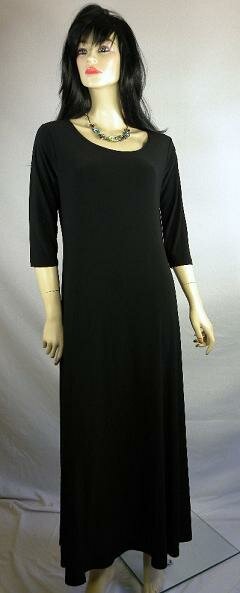 Essential Long Dress by Sympli with 3/4 Sleeves in Black