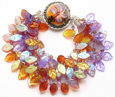 Detra Kay Lavender & Gold Czech Leave Bracelet