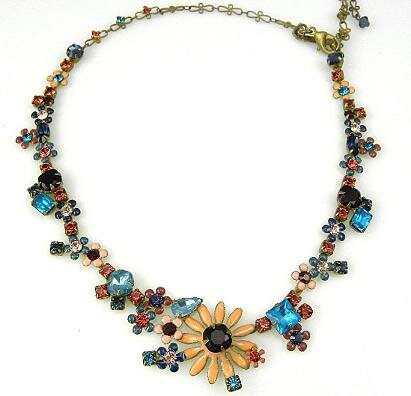 SORRELLI EL PASO WITH FRESH FLOWERS SWAROVSKI CRYSTAL NECKLACE