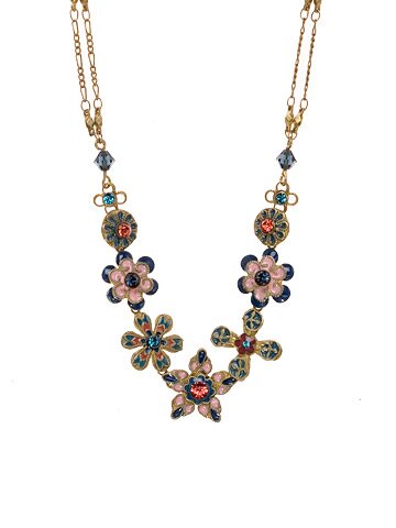 SORRELLI EL PASO WITH FRESH FLOWERS SWAROVSKI CRYSTAL NECKLACE