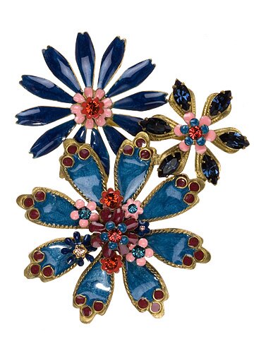 SORRELLI EL PASO WITH FRESH FLOWERS SWAROVSKI CRYSTAL BROOCH