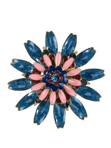SORRELLI EL PASO WITH FRESH FLOWERS SWAROVSKI CRYSTAL BROOCH