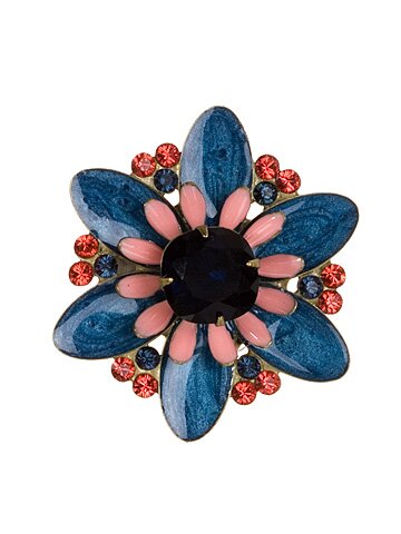 SORRELLI EL PASO WITH FRESH FLOWERS SWAROVSKI CRYSTAL BROOCH