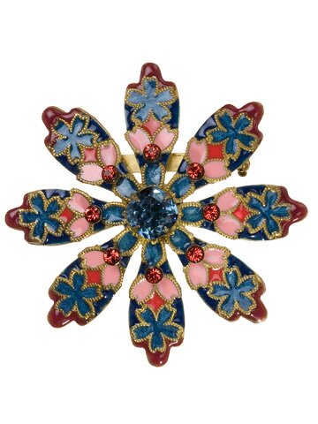 SORRELLI EL PASO WITH FRESH FLOWERS SWAROVSKI CRYSTAL BROOCH