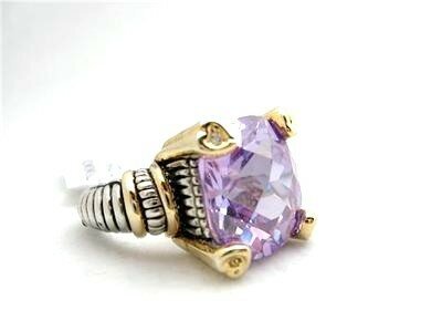 Designer Inspired Heart Prong Set CZ Lilac Ring