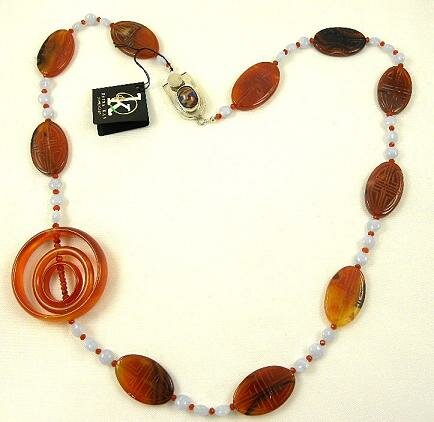 Carnelian & Blue Lace Agate Necklace by Detra Kay