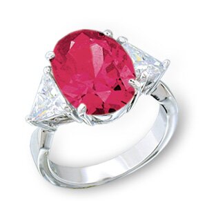 Ruby CZ Ring in Rhodium