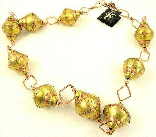 Brass & Copper Top Necklace by Detra Kay