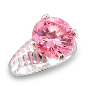 Rose Colored Solitaire Ring in Silver