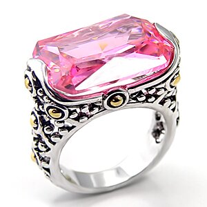 CZ Rose Color Solitaire Ring