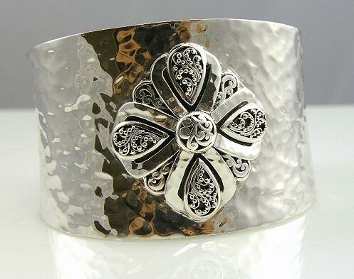 LOIS HILL GEO STERLING SILVER TAPERED CUFF