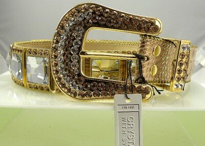 b.b. simon GOLD METALLIC SWAROVSKI CRYSTAL BELT