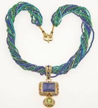LAPIS & PERIDOT GOLD PENDANT BY BARBARA GARWOOD
