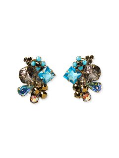 Sorrelli Desert Blue Swarovski Crystal Clip Earrings