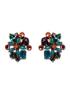 Sorrelli Captain N Teal Swarovski Crystal Clip Earrings