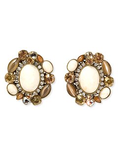 Sorrelli Pina Colada Swarovski Crystal & Riverstone Cluster Style Clip Earrings