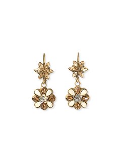 Sorrelli Pina Colada Swarovski Crystal & Riverstone Tiered Flower Drop Earrings