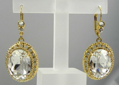 SORRELLI SWAROVSKI CRYSTAL EARRINGS-10K