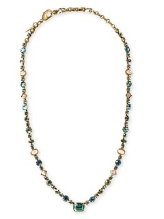 Sorrelli Aqua Bubbles Swarovski Crystal Classic Line Necklace with Center Stone