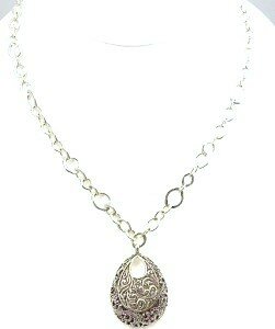 LOIS HILL MIX REPOUSSE TEARDROP STERLING SILVER PENDANT