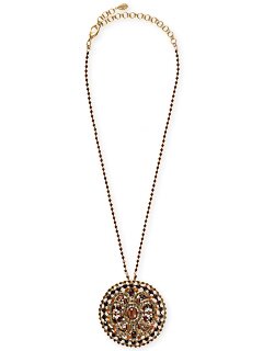 Sorrelli Maple Syrup Swarovski Crystal & Epidote Medallion Necklace