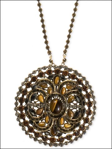 Sorrelli Safari Swarovski Crystal & Epidote Medallion Necklace