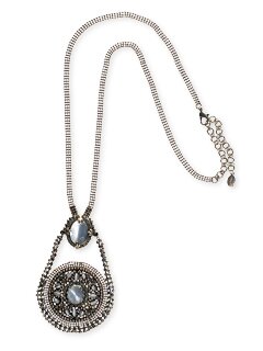Sorrelli Debonair Mesh Design Medallion Necklace with Swarovski Crystals