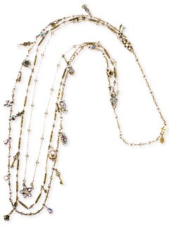 Sorrelli Smitten Swarovski Crystal & Semi-Precious 3-Strand Charm Long Necklace