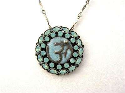 Sorrelli Yoga Inspired OM Pendant-Seafoam Green