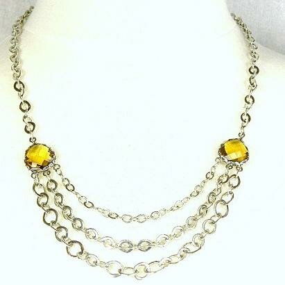 LOIS HILL CHAMPAGNE STERLING SILVER THREE TIER NECKLACE
