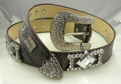 b.b. simon METALLIC EMBOSSED SWAROVSKI CRYSTAL BELT