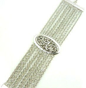 LOIS HILL REPOUSSE MULTI CHAIN OVAL BRACELET