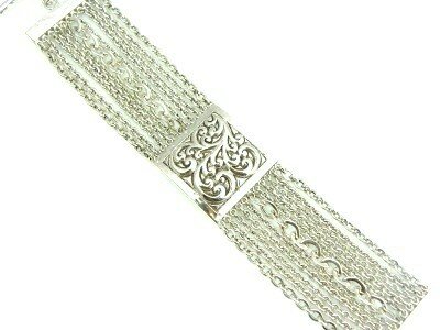 LOIS HILL REPOUSSE SQUARE MULTI CHAIN BRACELET