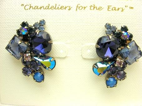 Sorrelli Purple Rain Swarovski Crystal Bold Cluster Style Clip Earrings