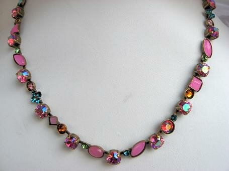 Sorrelli Pink Carnation Swarovski Crystal Necklace