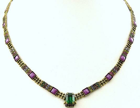 Sorrelli Amethyst Olivene Swarovski Crystal Necklace