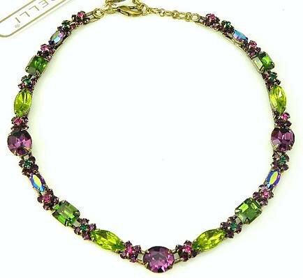 Sorrelli Amethyst Olivene Swarovski Crystal Necklace