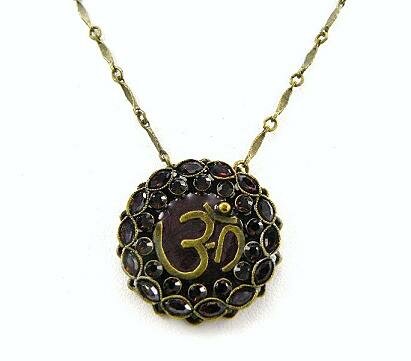 Sorrelli Yoga Inspired OM Pendant-Maroon-Gold Finish