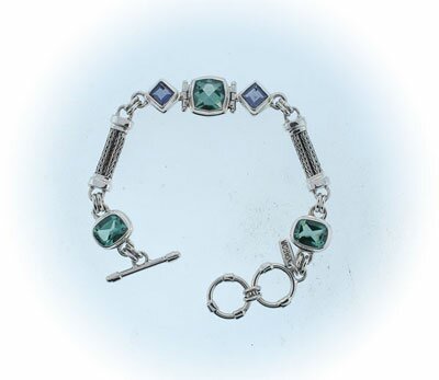 Sarda Green Quartz & Iolite Link/Chain Bracelet