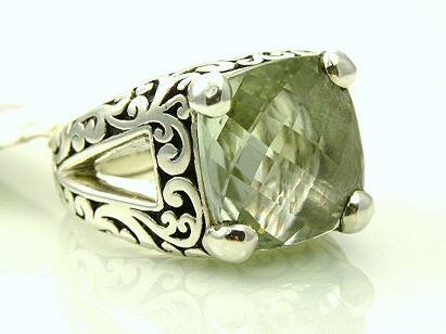 LOIS HILL GREEN AMETHYST STERLING SILVER RING