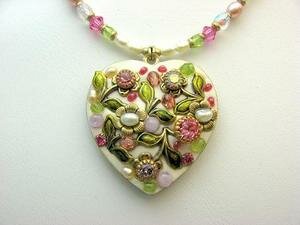 Michal Golan Pearl Blossom Heart Pendant