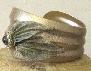 SARAH CAVENDER TEXTURED METAL CUFF WITH 2 PLEATED LEAVES