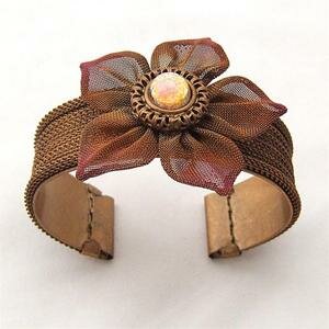 SARAH CAVENDER CUFF WITH DAISY and CENTER STONE