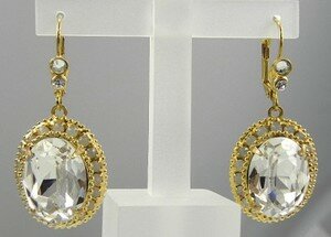 SORRELLI SWAROVSKI CRYSTAL EARRINGS-10K
